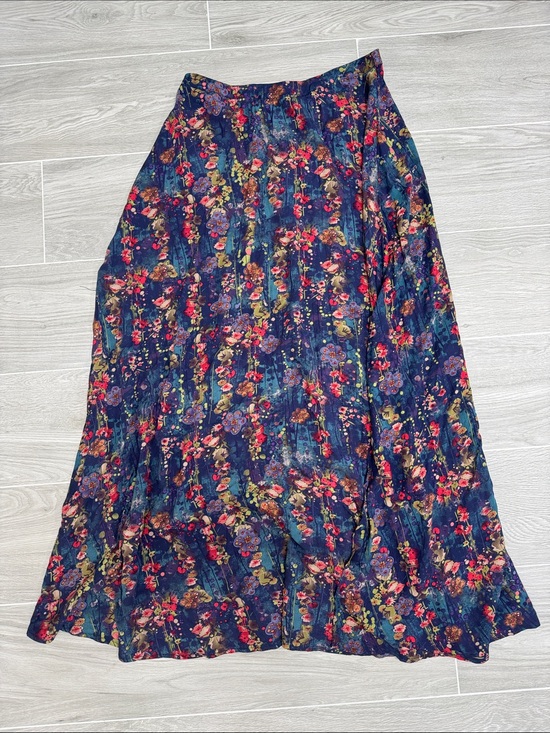 NATURAL LIFE Dresses & Skirts - NATURAL LIFE Navy Floral Maxi Skirt with Pink & Green Accents